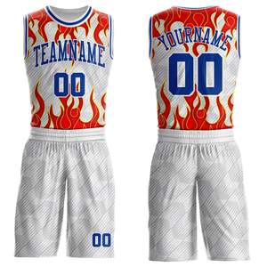 Ensemble d'uniformes de basketball bleu roi et blanc de haute qualité en polyester recyclé, personnalisable OEM, maillot d'équipe en maille antibactérienne par sublimation - Product Image 6