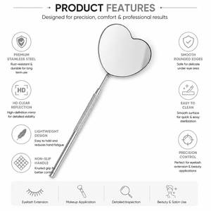 Miroir de poche en forme de cœur avec poignée en acier inoxydable, miroir compact, miroir de maquillage portable - Product Image 4