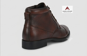Bottes en cuir pour homme Neob Ventures, bottes à lacets de style motard avec semelles respirantes antidérapantes, mode toutes saisons pour un usage quotidien - Product Image 3