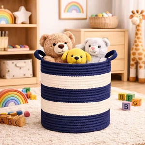 Artisan Cotton <b>Woven</b> <b>Basket</b> Eco Friendly Home Organizer Multi Purpose Cotton Rope <b>Basket</b> for Shelf and Closet Storage OEM ODM - Product Image 3
