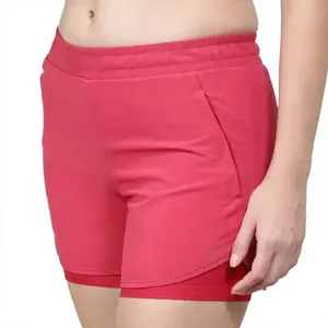 Shorts de course pour femmes, couleur corail rose, extensibles, athlétiques, avec taille élastique - Product Image 5