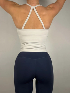 Camiseta sin mangas de cuello redondo acanalada para mujer, de alta calidad, transpirable, ajustada, elástica, tejida, para gimnasio y deportes, venta al por mayor personalizada - Product Image 5