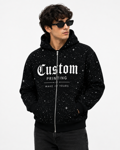 ป้ายห้อยเสื้อฮู้ดดี้แบบกำหนดเอง เสื้อฮู้ดดี้ผ้าฝ้ายฟลีซทรงบ็อกซี่ สำหรับร้านค้าบูติกสตรีทแวร์ในสหรัฐอเมริกา MOQ ต่ำ สหรัฐอเมริกา - Product Image 1