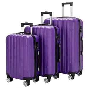 Ensemble de valises de voyage multifonctionnelles 3-en-1 grande capacité violettes - Product Image 3