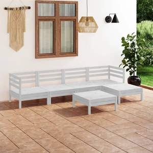 Conjunto de Muebles de Jardín Modulares Medianos de Madera de Pino Sólido Blanco - Product Image 1