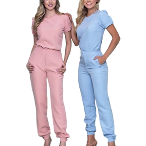 Ensembles d'uniformes d'infirmière en tricot à manches courtes, blouses personnalisées, uniformes médicaux d'hôpital, vente en gros - Product Image 4