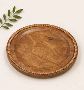 Plato de Presentación Redondo de Madera Artesanal Ecológico con Cuentas, Tamaño Personalizado, Grabado, 100 Unidades, Lujo para Bodas, Hoteles y Decoración de Comedores - Product Image 5