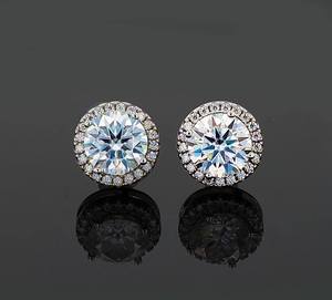 Pendientes de Diamantes Moissanite de Corte Brillante de 8 mm, Plata de Ley 925 con Baño de Rodio, Regalo de Compromiso, Boda, para Enamorados - Product Image 6