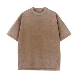 Camiseta de Algodón Lavado Personalizada para Hombre, Cuello Redondo, Manga Corta, Color Sólido, Estilo Casual, Jersey Liso Teñido, Logotipo Frontal - Product Image 5