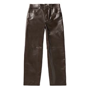 Pantalon en cuir léger pour homme MERITORIOUS INTERNATIONAL, coupe droite, taille haute, fermeture éclair, style décontracté, pour l'hiver - Product Image 1