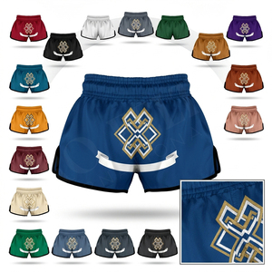 Shorts de Muay Thai respirants et à séchage rapide, avec broderie intégrale, personnalisés pour la boxe, le MMA, les arts martiaux, l'entraînement et la compétition. - Product Image 1