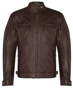 Veste en cuir véritable et toile pour homme de haute qualité, logo sur le devant, écologique, imperméable, coupe-vent, chaude, noire, prix avantageux, en solde - Product Image 1