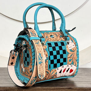 Sac de voyage mini Speedy en cuir véritable de vache, motif floral et à carreaux, design carte, vente en gros directe d'usine, haute qualité - Product Image 5