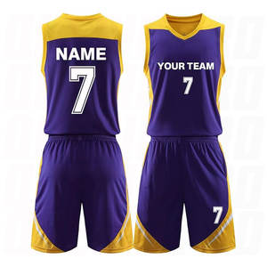 Tenue de basketball personnalisée violette en polyester respirant – Ensemble maillot sans manches et short de haute qualité et confortable - Product Image 1