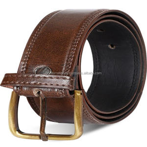 Último diseño de doble costura de cuero marrón natural arnés de cuero cinturón casual para hombres y mujeres al por mayor fabricante - Product Image 5