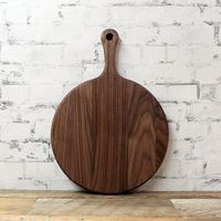 Talenan Kayu Bulat Dengan Gagang, Blok Pemotong Kayu Akasia Untuk Dapur, Menyajikan Pizza, Keju, Buah, Sayuran