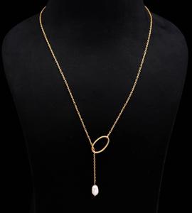 Collier en perles de coquillages naturelles faites à la main, forme ovale, pierres précieuses, or 18 carats, argent sterling 925 - Product Image 2