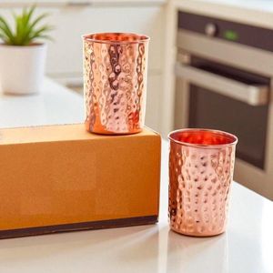 Copper glass stackable storage friendly drinkware ayurvedic health <b>cups</b> eco friendly <b>reusable</b> durable for kitchen use - Product Image 4