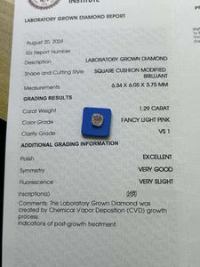 Diamantes Sueltos al por Mayor de 1.29ct, Corte Cojín, Claridad VVS, Certificados por IGI, Diamantes Rosados de Fantasía Cultivados en Laboratorio CVD para Joyería - Product Image 2