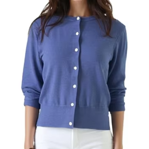 Cardigan décontracté pour femme, col uni, 100% coton, anti-plis, style vintage, tricoté, polyvalent, manches raglan, personnalisable OEM - Product Image 1