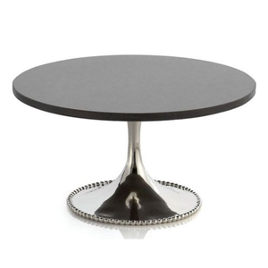 Round Stainless Steel Cake <b>Stand</b> With Beaded Edge And Black Marble Top Non-Stick Surface For Dessert And Cake Display Supplies - Product Image 1
