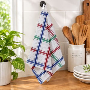 Paño de cocina con diseño de gofres, el más vendido, para limpieza, de la India, con patrón a cuadros, a precio de fábrica. - Product Image 1