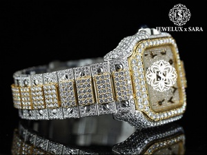 Montre en or rose sertie de diamants glacés avec diamants CZ, montre de luxe scintillante, parfaite pour les fêtes à un prix abordable - Product Image 3