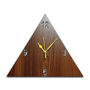 Wooden Triangle Antique Style Large Modern <b>Battery</b> Powered Quartz Wall <b>Clock</b> Decor for Living Room Home Office - Product Image 1
