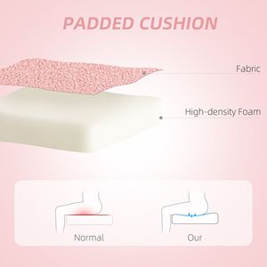 Sedia da Trucco Girevole con Ruote a Forma di Cuore Rosa per Ufficio - Sedia da Scrivania Senza Braccioli in Tessuto Teddy Fleece con Base in Nylon - Product Image 4
