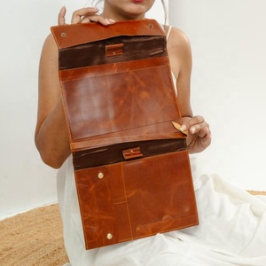 New Custom Top Quality Genuine Leather Business Planner Portfolio Cowhide File Folder A4 <b>Document</b> Folder Binder With Card <b>Holder</b> - Product Image 5