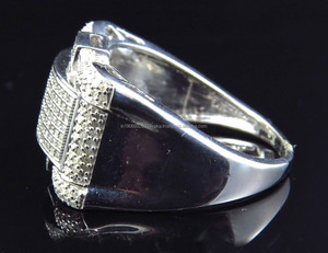 Bague de mariage, de fiançailles ou de promesse pour homme en argent sterling 925 plaqué, sertie de pierres, idéale pour les cadeaux et occasions festives - Product Image 2