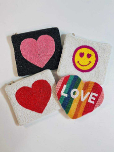 Pochette à monnaie en perles brodées, motifs artisanaux complexes, durable et portable, vente en gros - Product Image 3