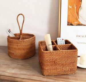 Organizador de Almacenamiento de Ratán Tejido Natural para Escritorio, Oficina, Cocina, Cubiertos, Herramientas y Accesorios de Sala de Estar, Decoración Práctica para el Hogar - Product Image 4