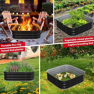 ODM Factory Outdoor Galvanized Steel Fire Pit Grills Portable Camping Planter Raised Garden <b>Bed</b> Foldable <b>Swing</b> Fire Ring Floor - Product Image 5