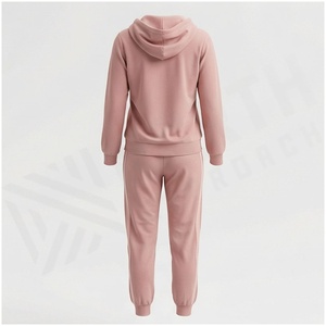 Conjunto Deportivo con Capucha Rosa para Mujer, Manga Larga, Color Sólido, Pantalones Deportivos Casuales con Bolsillos con Cordón, Ropa de Otoño - Product Image 2