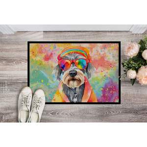 Schnauzer Hippie Dawg Doormat Non Slip Washable Low Pile 24H X 36W Indoor <b>Outdoor</b> Front <b>Door</b> <b>Mat</b> for Entryway - Product Image 2