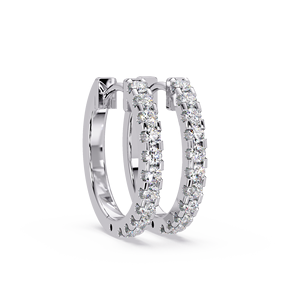 14K <b>Solid</b> <b>Gold</b> Round Brilliant Cut Lab Grown Diamond Hoop <b>Huggies</b> Earrings,925 Sterling Silver Women Men D Color VVS1 Lab Create - Product Image 5