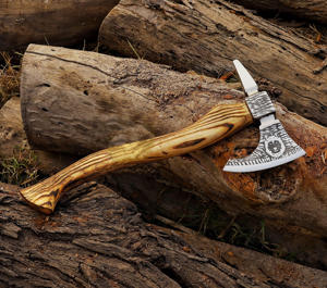 Handmade Industrial High Carbon Steel Tomahawk Hatchet Multi-Purpose Camping Outdoor Survival <b>Axe</b> Rose Wood <b>Handle</b> Leather 1.5kg - Product Image 2