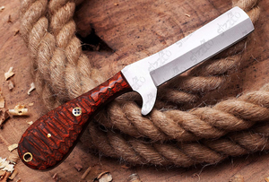 Cuchillo de caza y camping de hoja fija de acero D2 hecho a mano, estilo vaquero personalizado, con funda de cuero. - Product Image 3