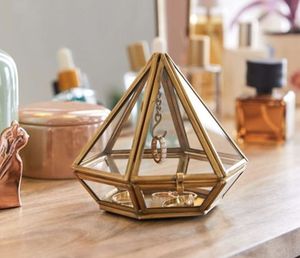 Luxury Metal And Glass Jewelry Box With Gold <b>Frame</b> Transparent Lid Organizer For Rings Necklaces Earrings Storage Display - Product Image 4