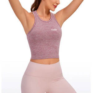 Top de yoga para mujer de material liso de secado rápido, ropa de entrenamiento de yoga para verano, top de yoga para mujer - Product Image 1