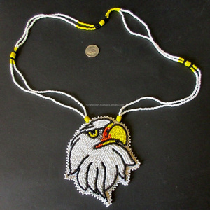 Collar de águila con cuentas Huichol estilo romántico hecho a mano patrón nativo Comercio Justo joyería indígena chapado en oro regalo bohemio - Product Image 2