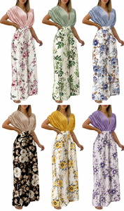 Vestido Largo de Gasa con Estampado Floral, Cuello en V, Sin Mangas, Corte en A, Cintura Natural, Vestido Formal de Verano para Mujer - Product Image 2