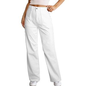 Pantalones vaqueros holgados de cintura alta Y2K para mujer, bolsillo con solapa, ajuste relajado, pierna ancha recta, lona XL, estilo Boyfriend, pantalones de moda - Product Image 1