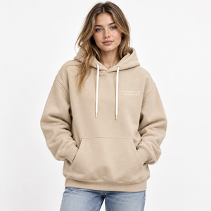 Sudadera con capucha para mujer con logo frontal, doble costura, bolsillo canguro ecológico, transpirable, diseño moderno. - Product Image 3