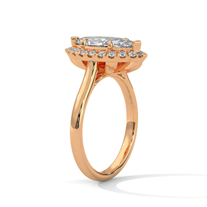 Anillo de oro rosa macizo de 14 quilates con diamante de corte marquesa engastado en punta, cultivado en laboratorio, certificado por GRA, anillos de compromiso para mujer al precio más bajo - Product Image 3