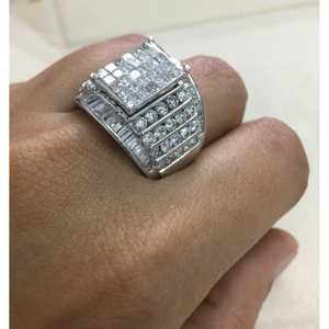 Anillos de Diamantes Reales de 3.13 Ct, Corte Redondo y Princesa, Anillo de Compromiso y Boda de Diamantes Blancos Naturales para Mujer, Plata de Ley 925 - Product Image 1