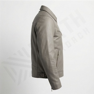 Veste en cuir véritable pour homme NAI-0470A, style motard, fermeture éclair, taille XL, idéale pour l'été, article de vente en gros, couleur personnalisable - Product Image 3