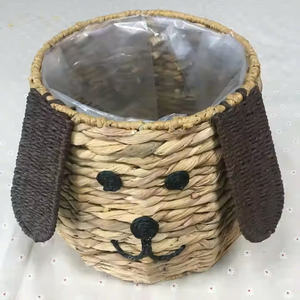 Cesta de Almacenamiento Redonda Moderna y Ecológica de Ratán Natural con Forma de Perro y Asa - Product Image 3