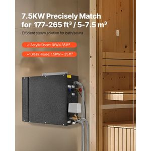 Sistema Doccia a Vapore Commerciale per 4 Persone con Generatore da 7,5 kW, Controller, Kit di Scarico Automatico e Protezione dal Surriscaldamento - Product Image 2